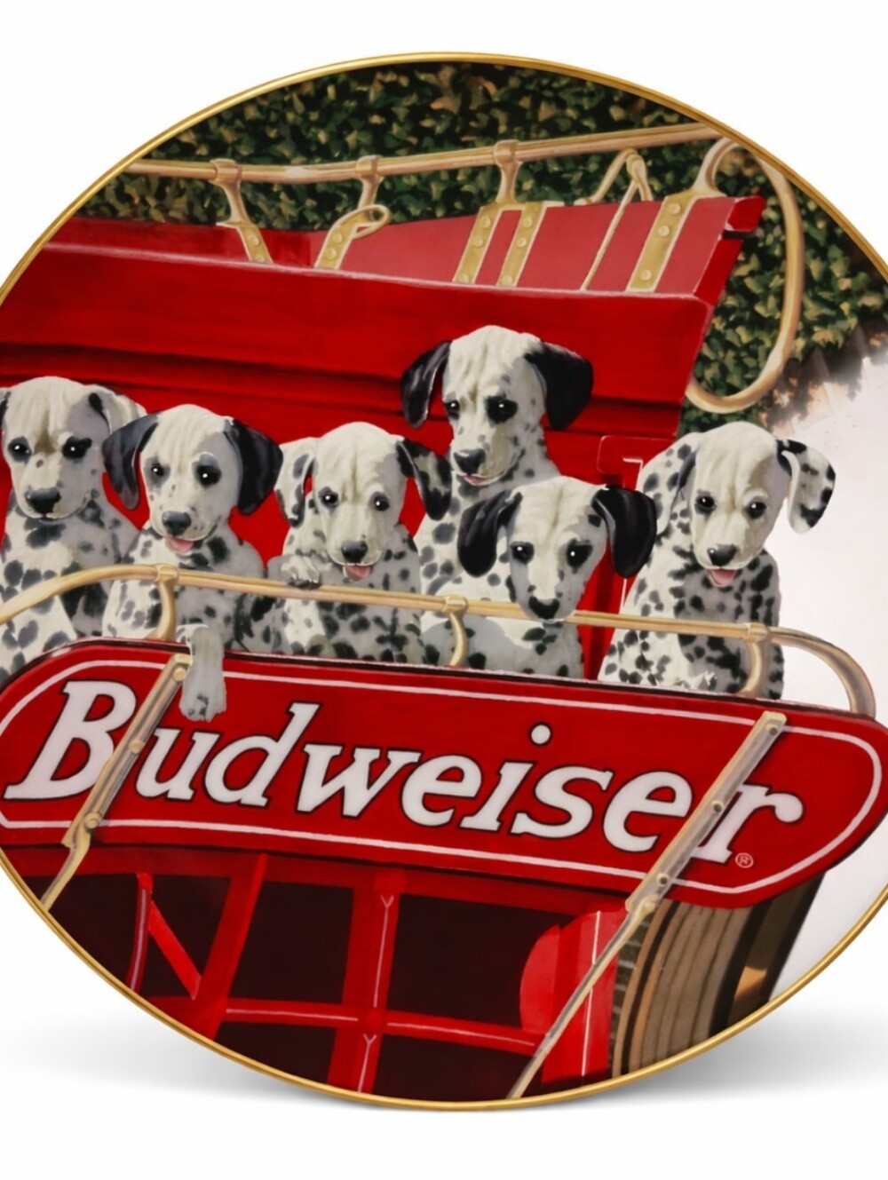 Budweiser White Plate "Six Pack" Man's Best Friend Collection Plate #1946